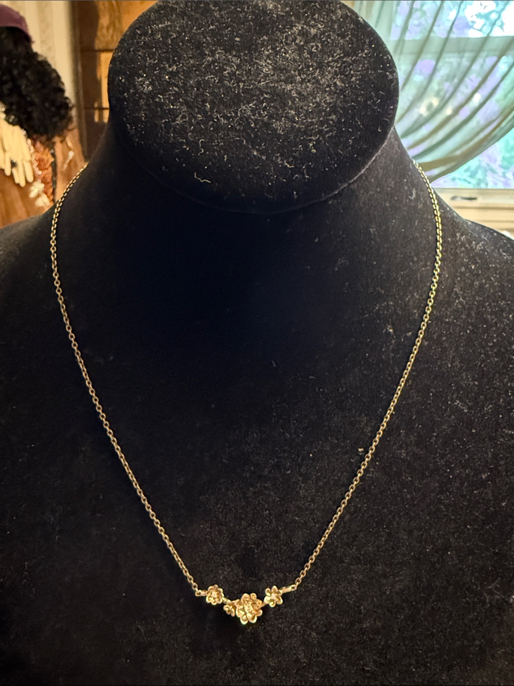 Vintage Brilliant Earth .925 Sterling 3 Diamond Buttercup Station Necklace